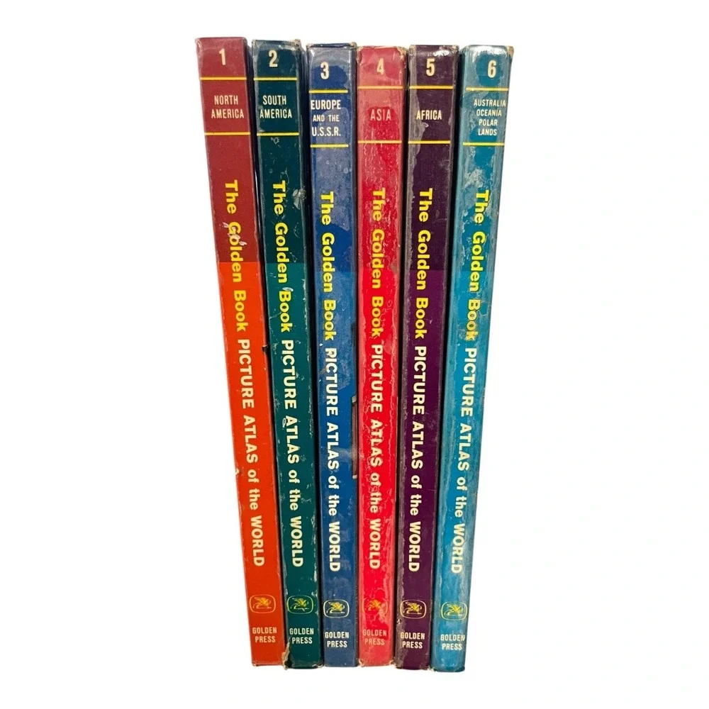 Vintage 1960 Golden Book Picture Atlas of the World Complete 6 Volume Set